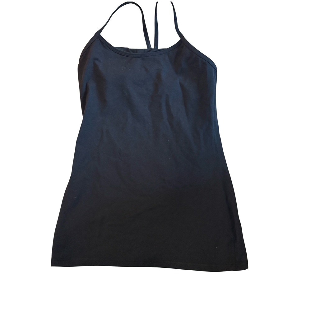Lululemon Power Y Tank Top Black Built-in Shelf Bra Yoga Athletic Women Size 4